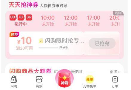 10点 12点 17点 20点 补卡点去抢20-10券美团-闪购-底部 抢神券